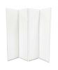 84" White Faux Leather Folding Four Panel Screen Room Divider