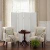 84" White Faux Leather Folding Four Panel Screen Room Divider