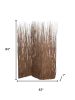 84" Brown Wood Folding Three Panel Screen Room Divider