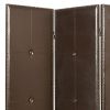 72" Brown Faux Leather Folding Three Panel Screen Room Divider