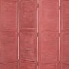 84" Red Wood Folding Four Panel Screen Room Divider