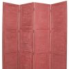 84" Red Wood Folding Four Panel Screen Room Divider