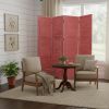 84" Red Wood Folding Four Panel Screen Room Divider