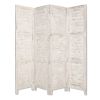 84" White Wood Folding Four Panel Screen Room Divider