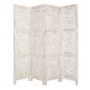 84" White Wood Folding Four Panel Screen Room Divider