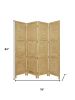 84" Yellow Wood Folding Four Panel Screen Room Divider