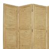 84" Yellow Wood Folding Four Panel Screen Room Divider