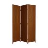 72" Dark Brown Folding Three Panel Screen Room Divider