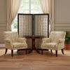 67" Gold Fabric Folding Two Panel Screen Room Divider