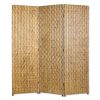 72" Gold Wood Folding Three Panel Screen Room Divider