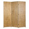 72" Gold Wood Folding Three Panel Screen Room Divider