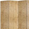84" Gold Wood Folding Four Panel Screen Room Divider