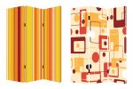 72" Orange And Yellow Canvas Folding Three Panel Screen Room Divider