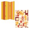 72" Orange And Yellow Canvas Folding Three Panel Screen Room Divider