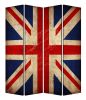 84" Blue And White Canvas Folding Four Panel Screen Room Divider