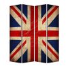 84" Blue And White Canvas Folding Four Panel Screen Room Divider