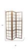 84" Brown Glass Folding Three Panel Screen Room Divider