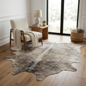 6' X 7' Light Taupe And Brown Exotic Cowhide  Rug