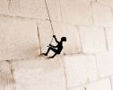 6" X 4" Black Resin Climbing Man Hanging Dimensional Sculpture