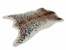 4' X 5' Ivory Black And Brown Faux Fur Animal Print Washable Area Rug