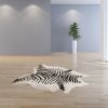 6' X 7' Black And Off White Cowhide Zebra Print Area Rug