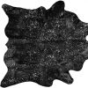 6' X 7' Black And Gold Cowhide Cowhide Print Area Rug