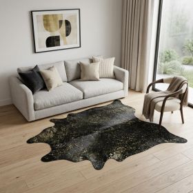 72" X 84" Chocolate And Gold Cowhide - Area Rug