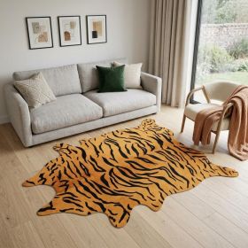 72" X 84" Tiger Chocolate On Natural Cowhide - Rug