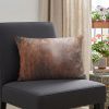 12" X 20" Brown Cowhide Throw Pillow