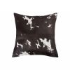 18" Brown and White Cowhide Cowhide Throw Pillow