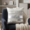 18" Gray and Silver Striped Cowhide Throw Pillow