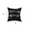 18" Black And Silver Striped Cowhide Throw Pillow