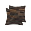 Set of Two 18" Chocolate Cowhide Throw Pillows