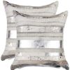 Set of Two 18" Silver And Gray Cowhide Throw Pillows