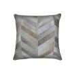 Set of Two 18" Gray Cowhide Chevron Throw Pillows
