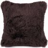 Large Square Soft Chocolate Natural Sheepskin Fur Pillow