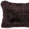 Rectangular Soft Chocolate Natural Sheepskin Fur Lumbar Pillow