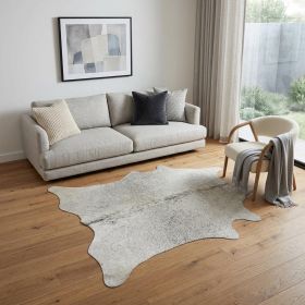 6' X 7' Gray Cowhide Hand Tufted Area Rug