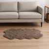 4' X 6' Taupe Genuine Sheepskin Animal Print Shag Area Rug