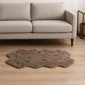 4' X 6' Taupe Genuine Sheepskin Animal Print Shag Area Rug