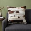 18" Chocolate And Ivory Striped Cowhide Throw Pillow