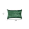 12" X 20" Green Cowhide Throw Pillow