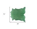 6' X 7' Green Cowhide Area Rug