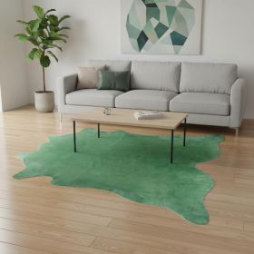 6' X 7' Green Cowhide Area Rug
