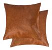 Set of Two 18" Brown Cowhide Throw Pillows