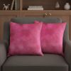 Set of Two 18" Fuchsia Cowhide Throw Pillows