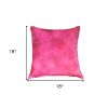 Set of Two 18" Fuchsia Cowhide Throw Pillows