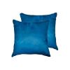 Set of Two 18" Royal Blue Cowhide Throw Pillows
