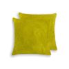 Set of Two 18" Yellow Cowhide Throw Pillows
