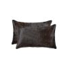Set of Two 12" X 20" Chocolate Cowhide Cowhide Throw Pillows